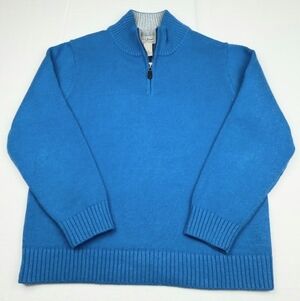 L.L. Bean 1/4 Zip Pullover 100% Cotton Sweater Men's Blue Size L Soft Classic